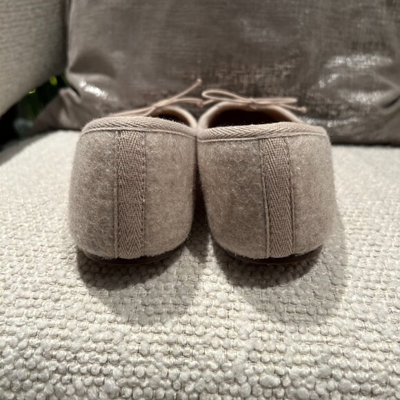 Zara Oatmeal Beige & Grey Felt Ballet Flats | Square Toe | Size 37 / US 6.5 - Picture 4 of 11
